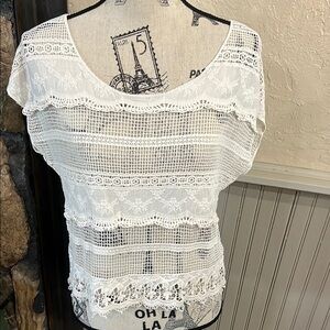 Kirra White Cropped Embellished Blouse